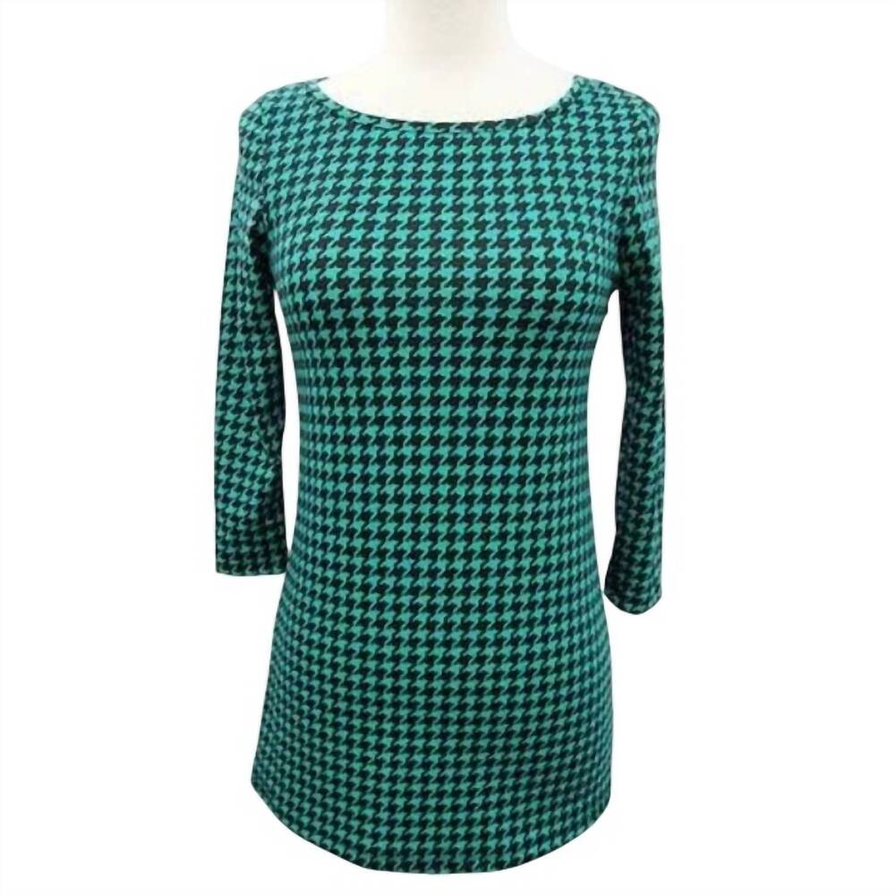 NEW YAHADA women's houndstooth tunic in green